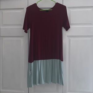 Agnes & Dora Maroon/Teal color block - XS